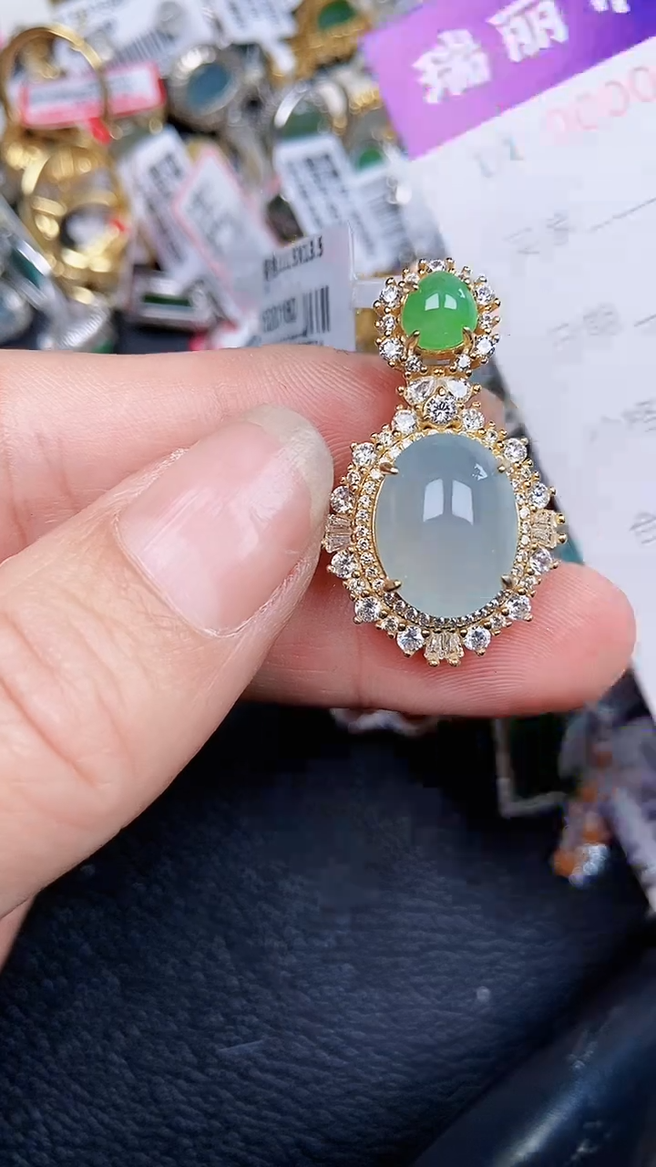 颈饰银S925镶嵌翡翠0852