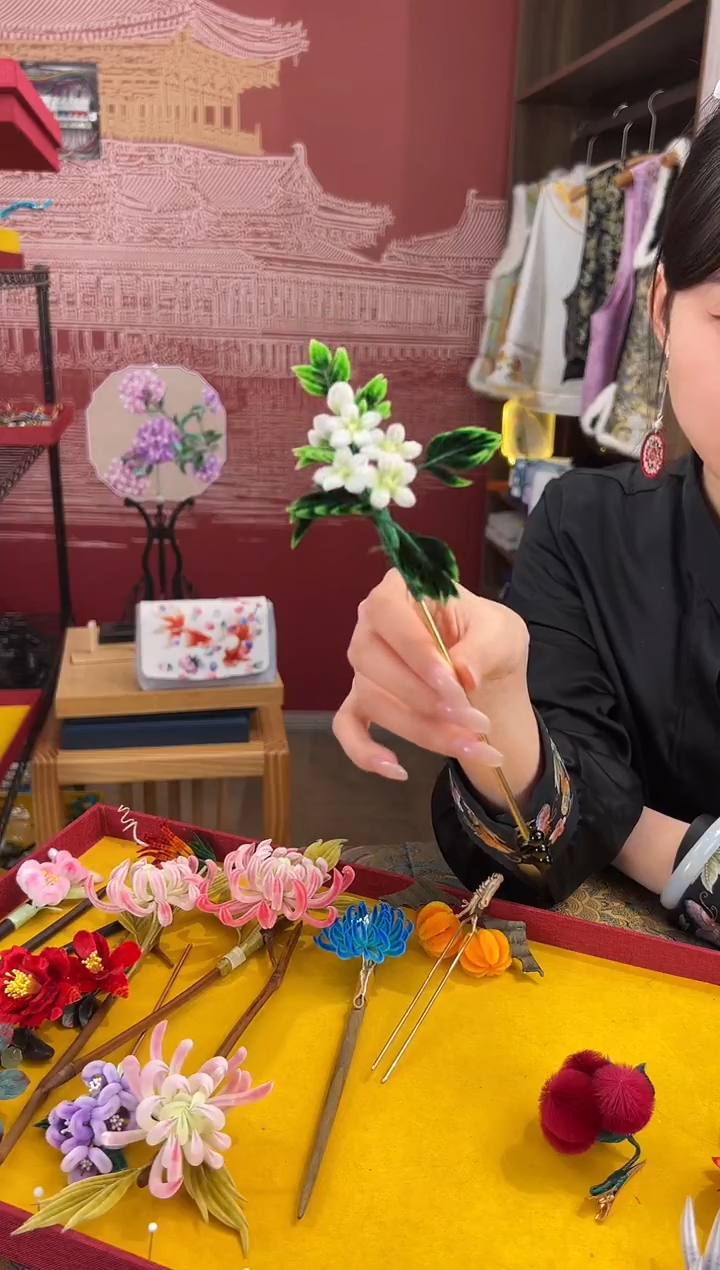 【闪购商品】刺绣 非遗绒花（发饰）