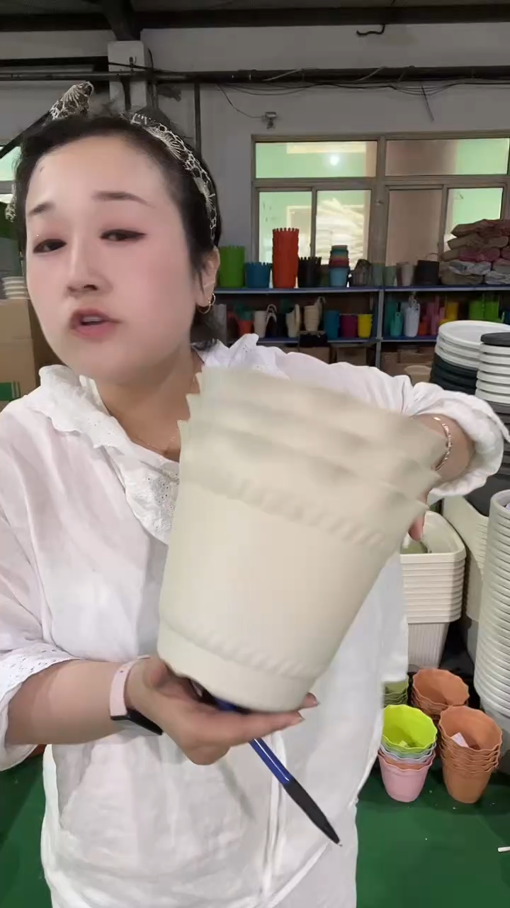3个罗马5号盆无托，米白色