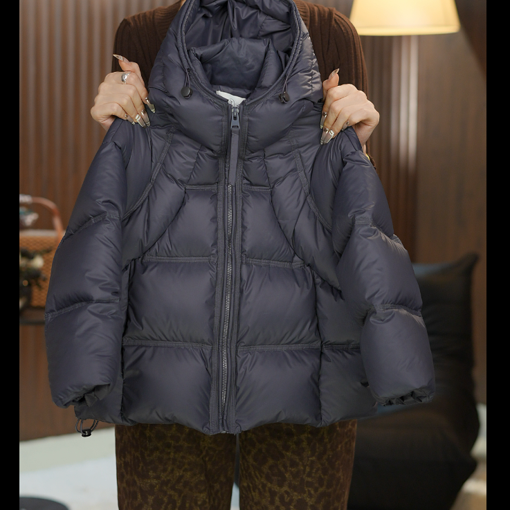 【JT】2025冬季新款韩版宽松简约时尚男女宝连帽双倍充绒羽绒服