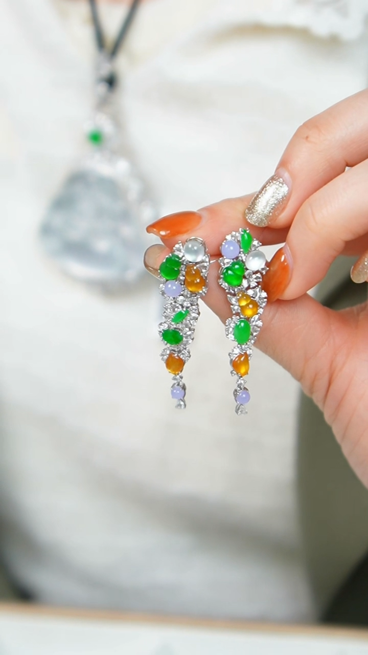 【闪购商品】翡翠耳饰18K金镶嵌51号-耳坠/姿/2