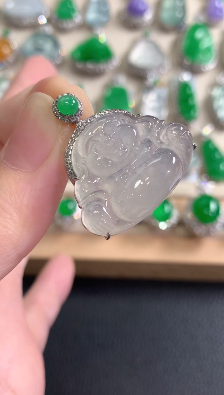 吊坠(不含链)18K金镶嵌翡翠冬日珠宝W20