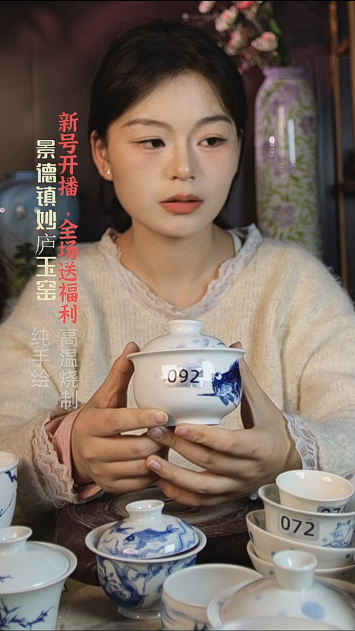 盘陶妙庐玉窑盖碗092微瑕