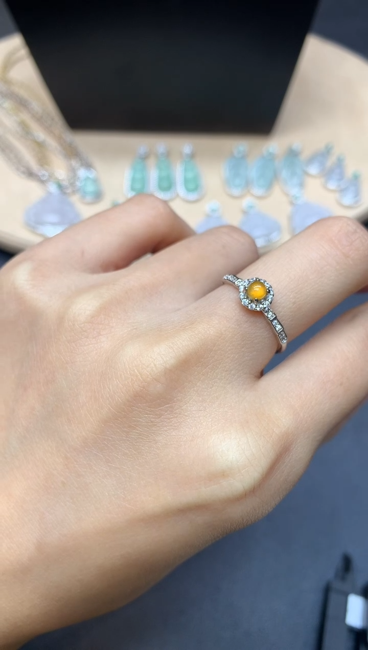 【闪购商品】翡翠戒指银S925镶嵌蛋面【多样性发其一】