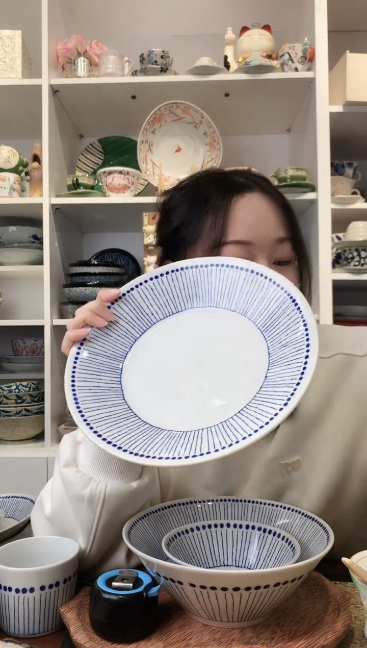 陶瓷苍十草24cm大深盘