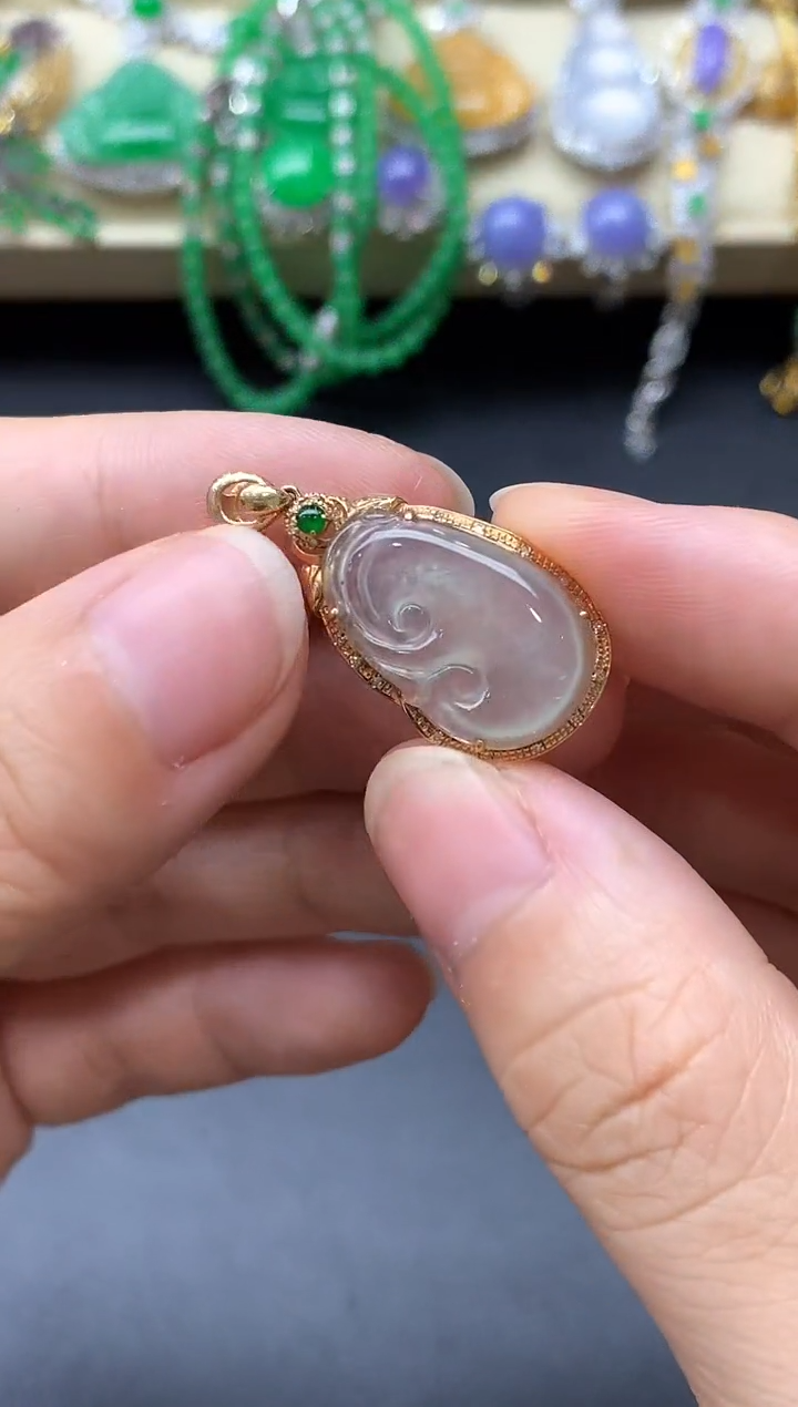 翡翠18K金镶嵌颈饰仙**?161-中国好珍宝