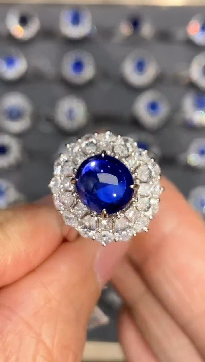 【闪购商品】蓝宝石戒指18K金镶嵌3.8ct/喜迎财神专属价