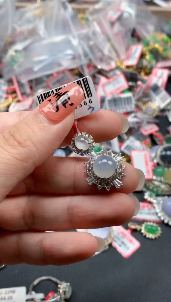 银S925镶嵌戒指翡翠天然A货缅甸翡翠