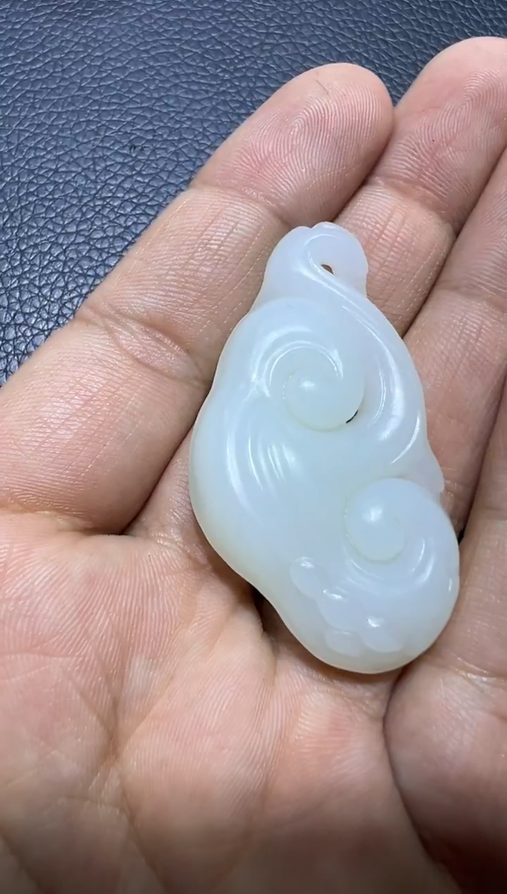 吊坠(赠链)未镶嵌和田玉天泰白玉如意挂件（产地直发）