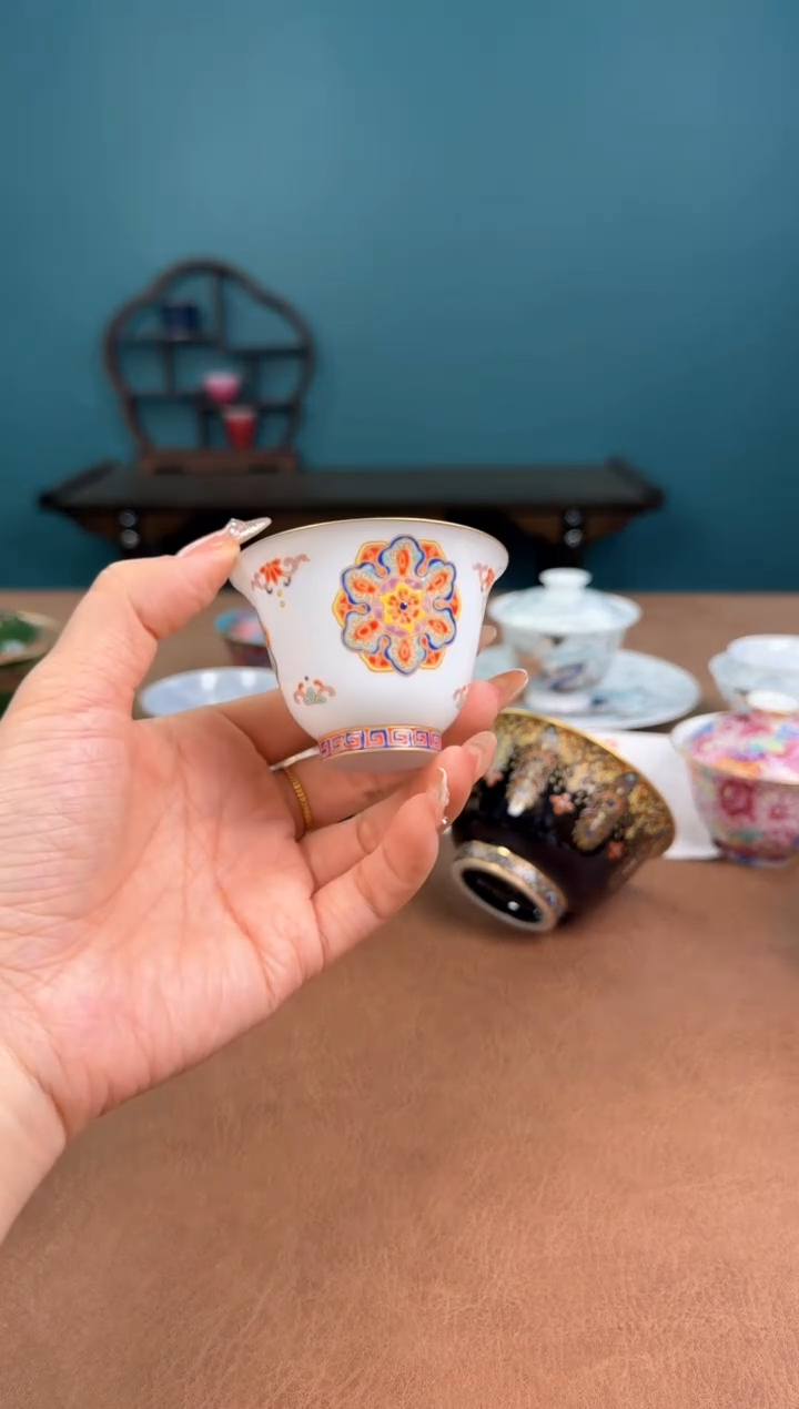 淺*景德镇珐琅彩薄胎杯杯！！！