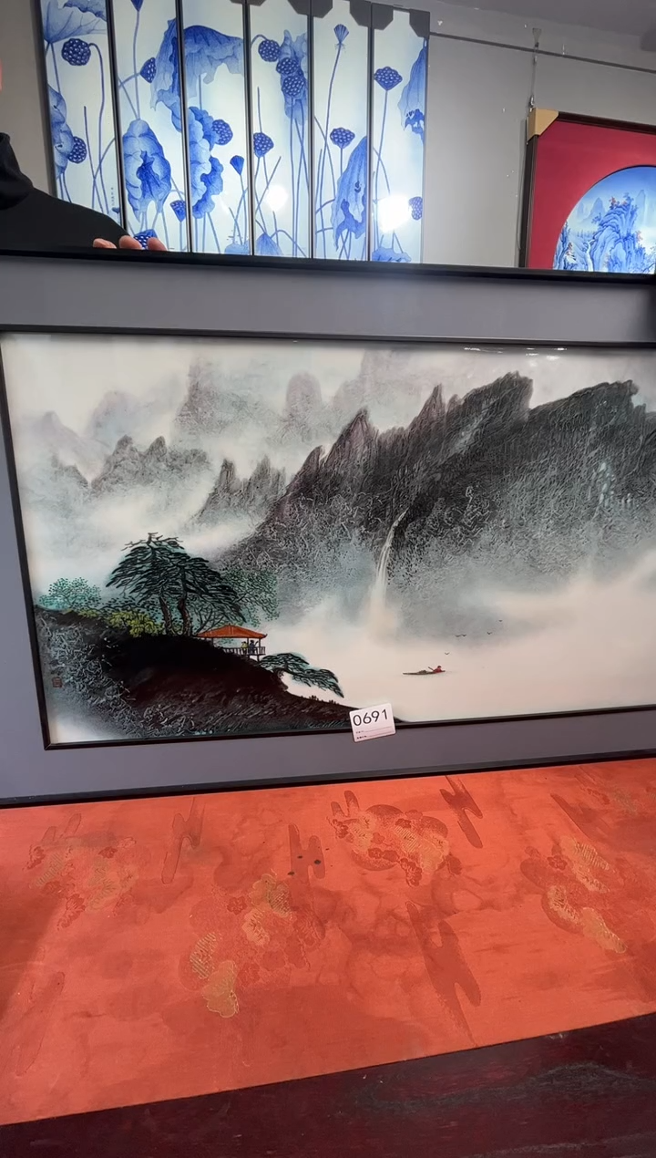 【闪购商品】瓷片景德镇陶瓷釉上彩泼墨山水瓷板画691