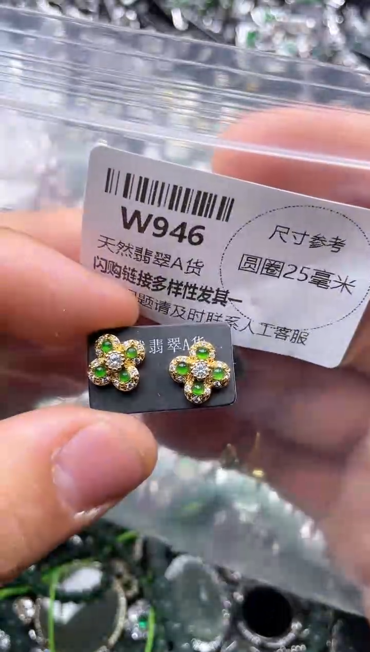 【闪购商品】翡翠颈饰未镶嵌W946耳钉