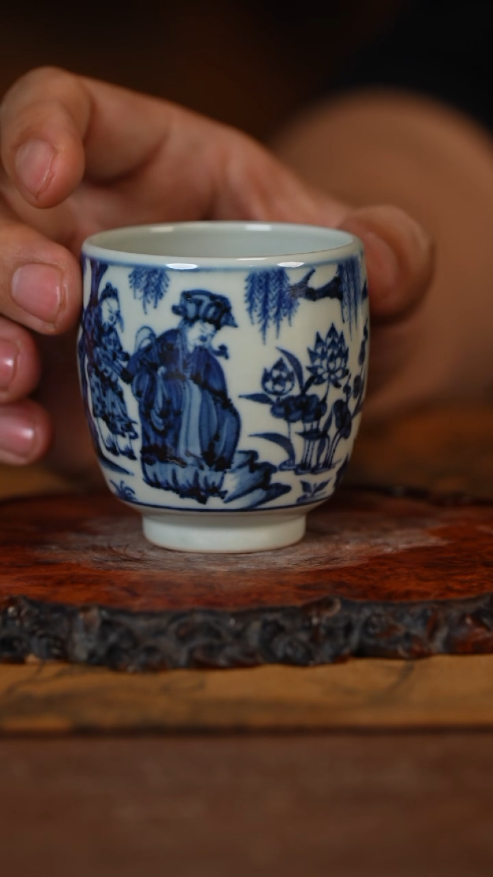 【闪购商品】杯古蓝堂 青花四爱二卷手握杯