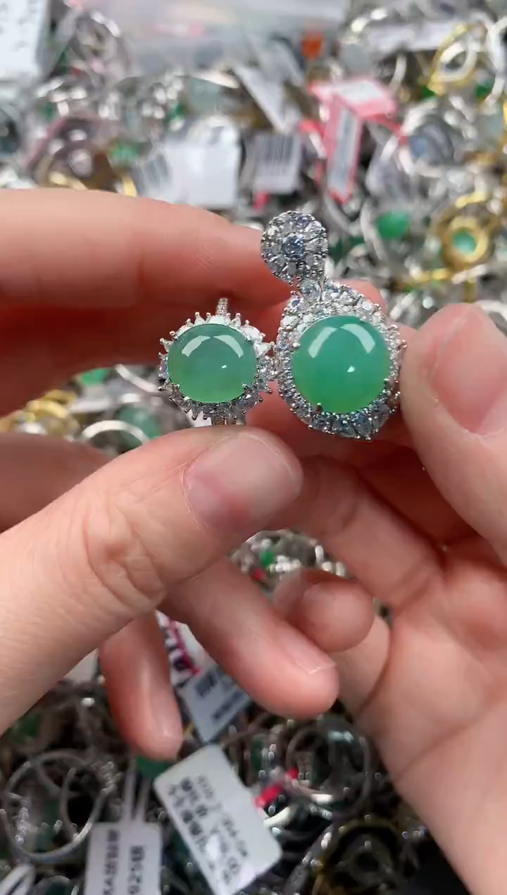 银S925镶嵌戒指翡翠10                  6