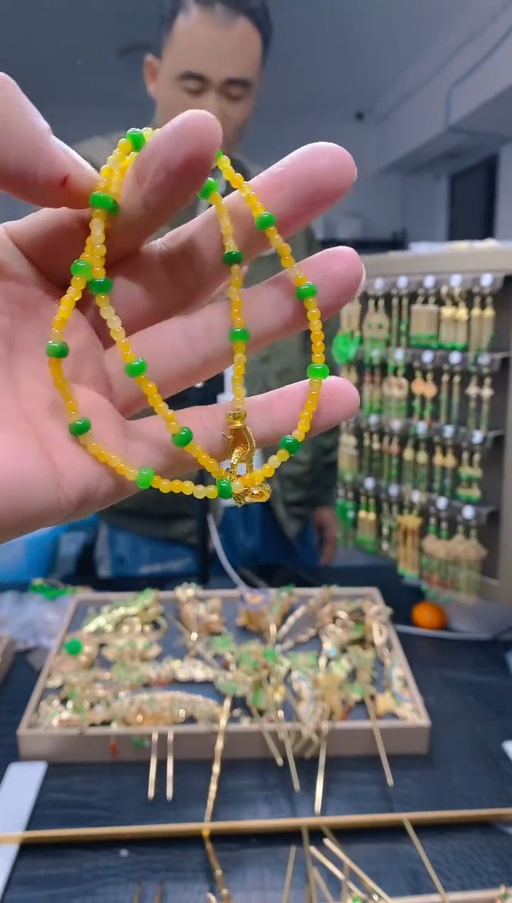 【闪购商品】翡翠耳饰合金113翡翠锁骨链