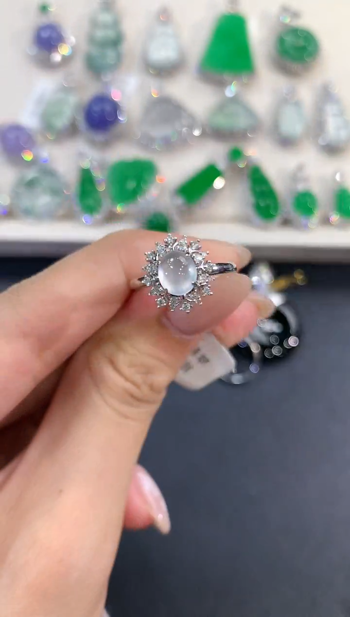 翡翠戒指18K金镶嵌a156         