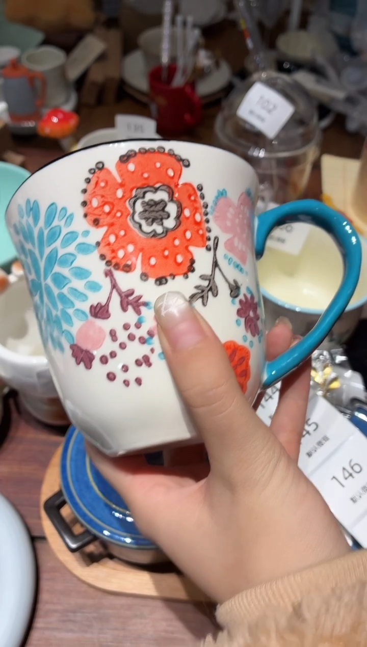 瓷143复古花花水杯