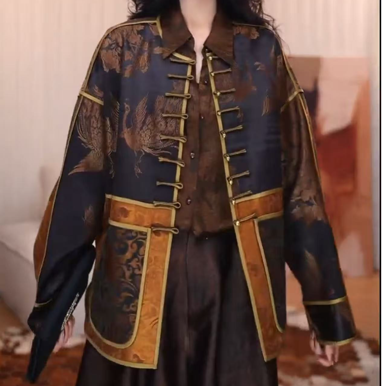 【沁染】 新中式复古显瘦宽松国风花色时尚百搭气质外套