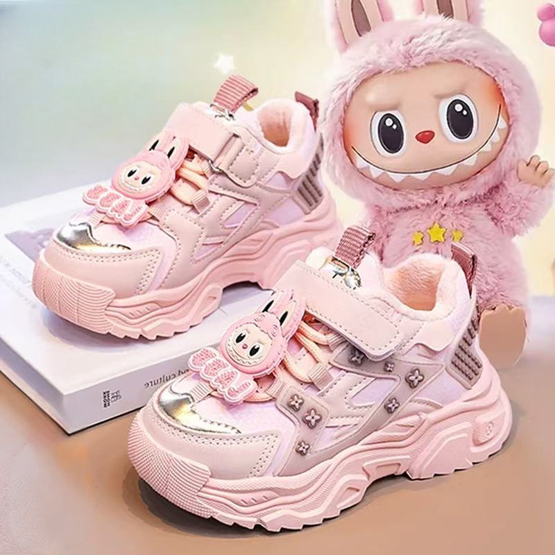 女童鞋子棉鞋2025新款冬季儿童加绒公主运动鞋女孩保暖冬鞋软底