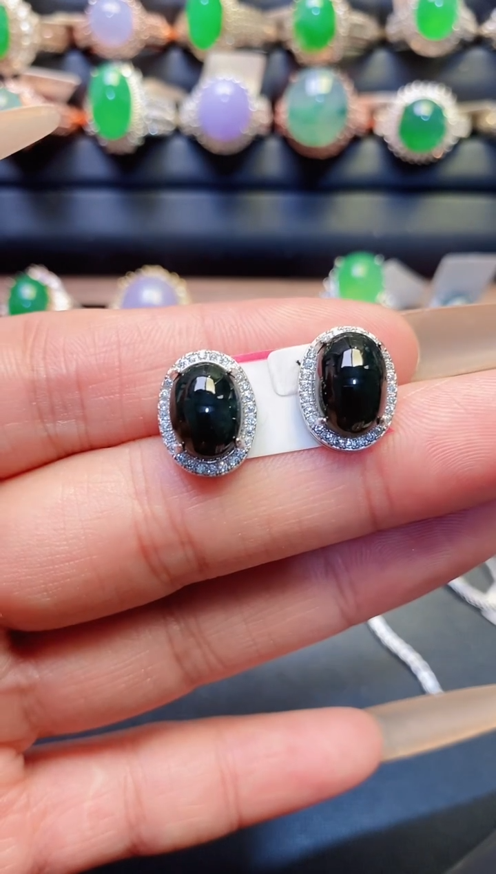 银S925镶嵌戒指翡翠天然