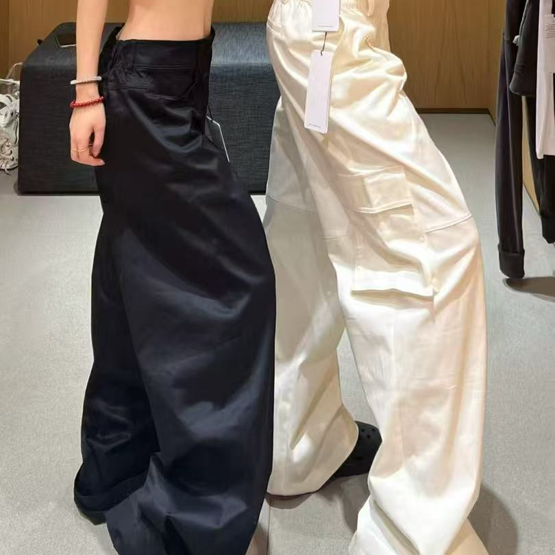 ALO.JDF高级纯色大阔腿口袋设计款街头时尚休闲百搭阔挺女工装裤