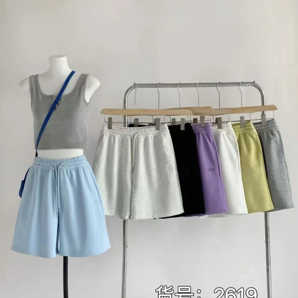 2619 刺绣字母 短 裤 女休闲宽松 短裤 