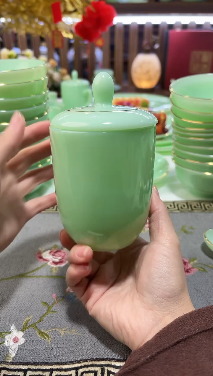 玉瓷 350cc玉瓷茶杯水杯1只景德镇