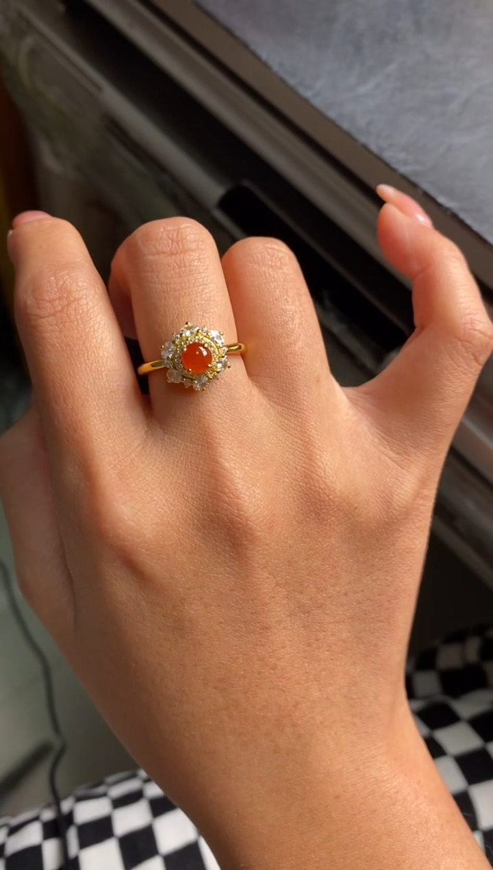 银S925镶嵌戒指翡翠天然A货翡翠