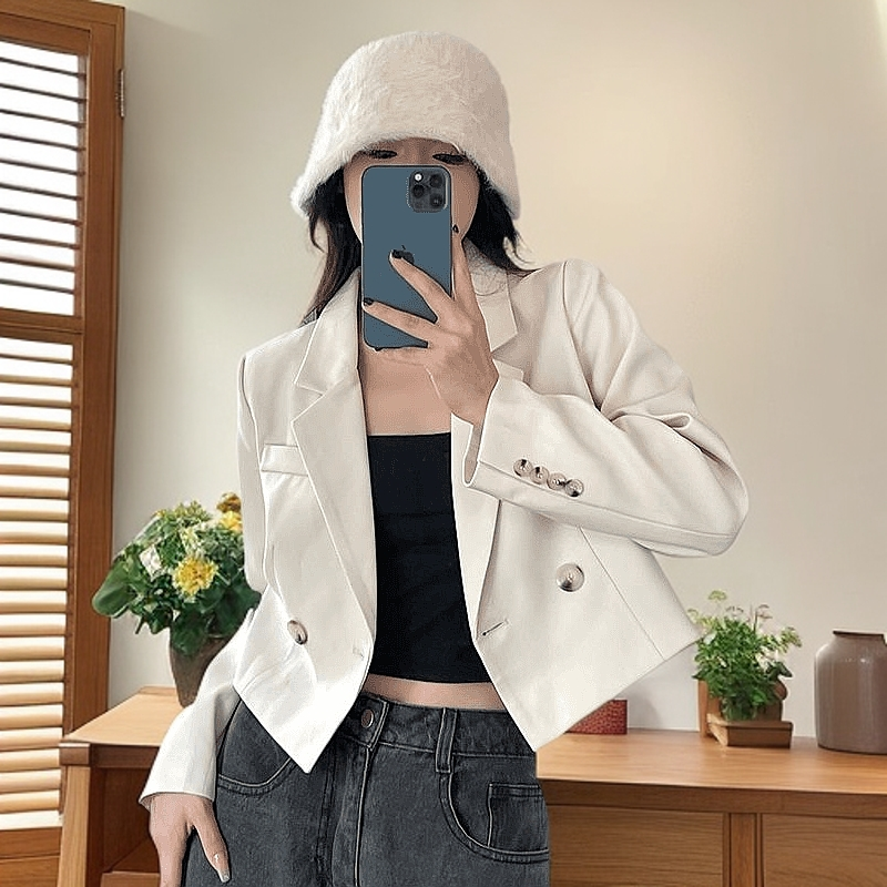黑色短款小个子西装外套女2025秋季新款高级感气质韩版百搭西服