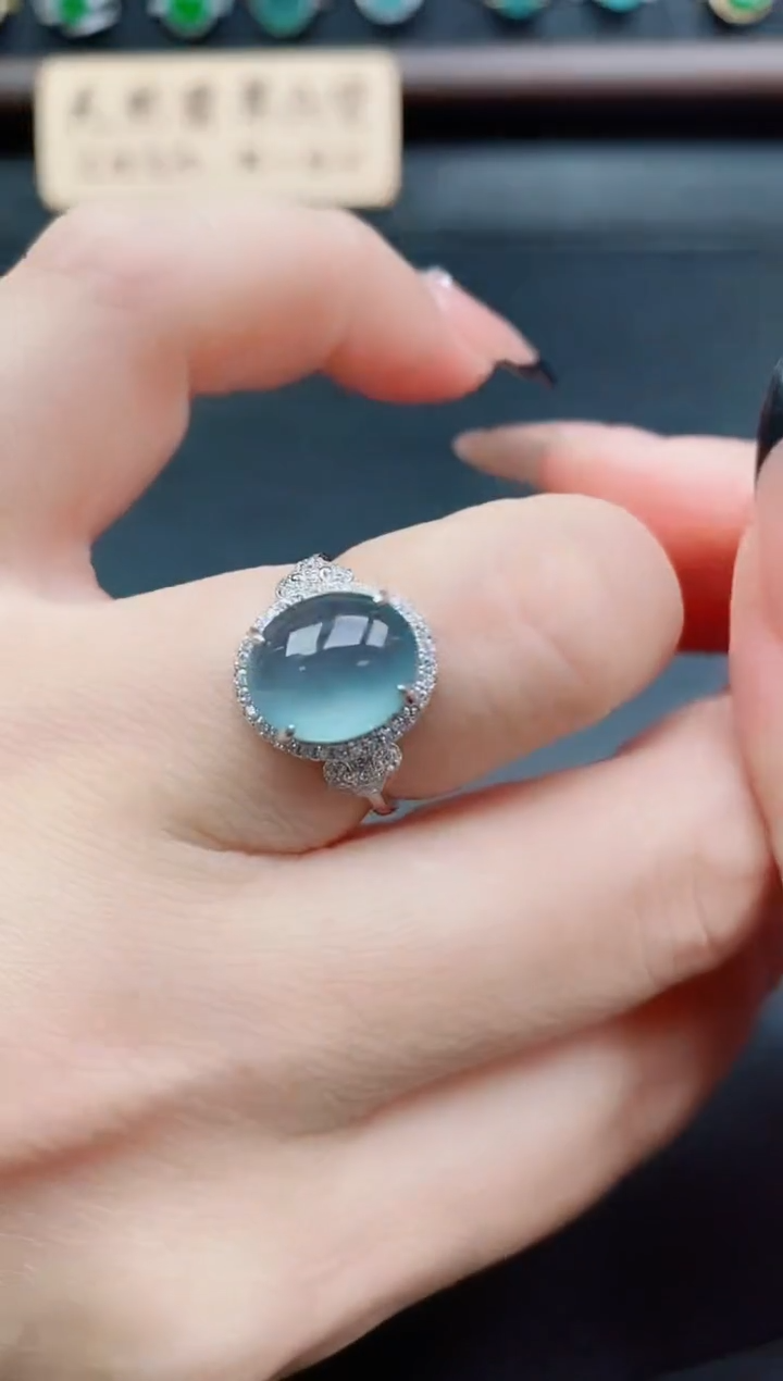 银S925镶嵌戒指翡翠1