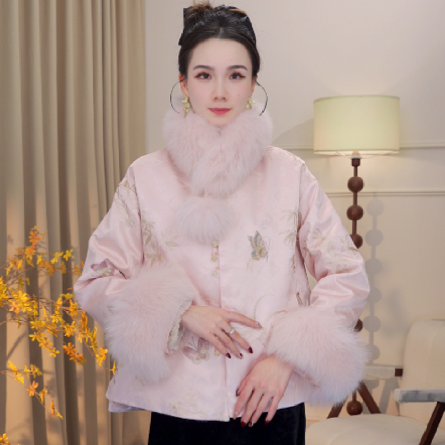 【胭脂】国风保暖时尚古风秋冬新款兔毛外套2025D3359—婷婷婷杭锦仓