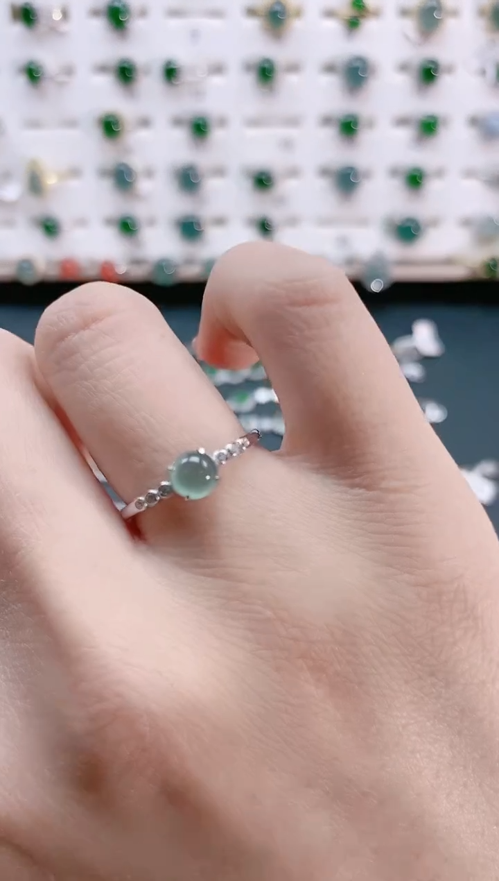 【闪购商品】翡翠戒指银S925镶嵌天然翡翠