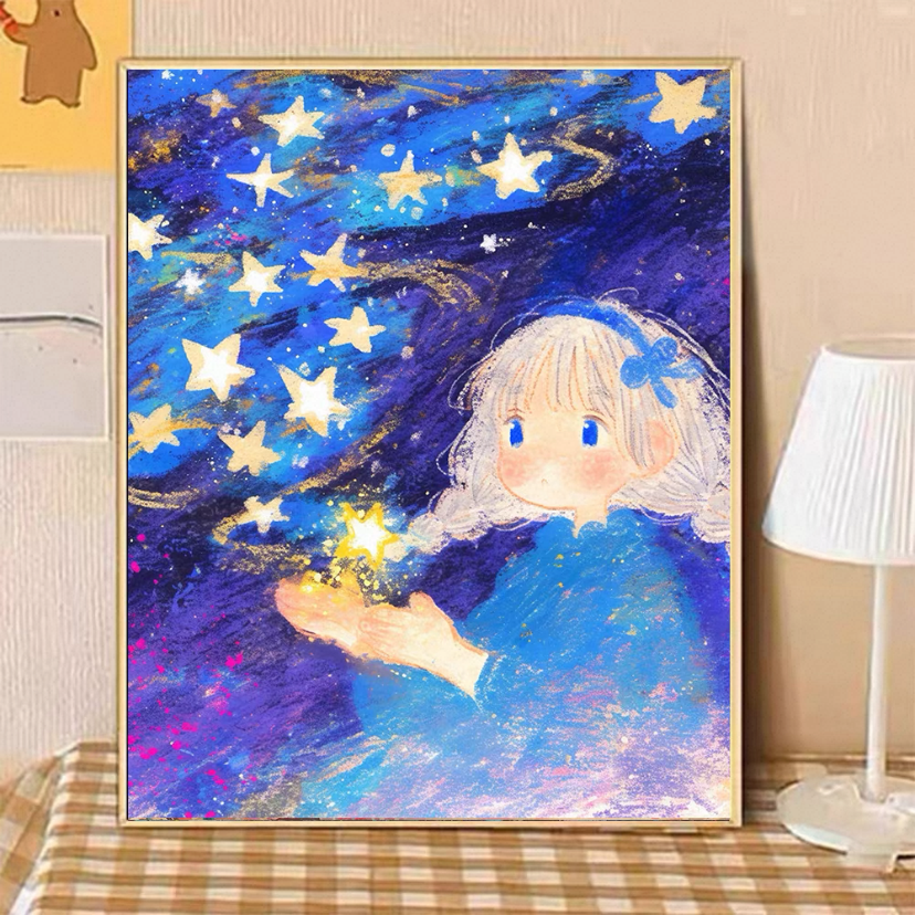 【星屑童话】Q治愈系DIY数字油画解压填色丙烯手工装饰画挂墙送人