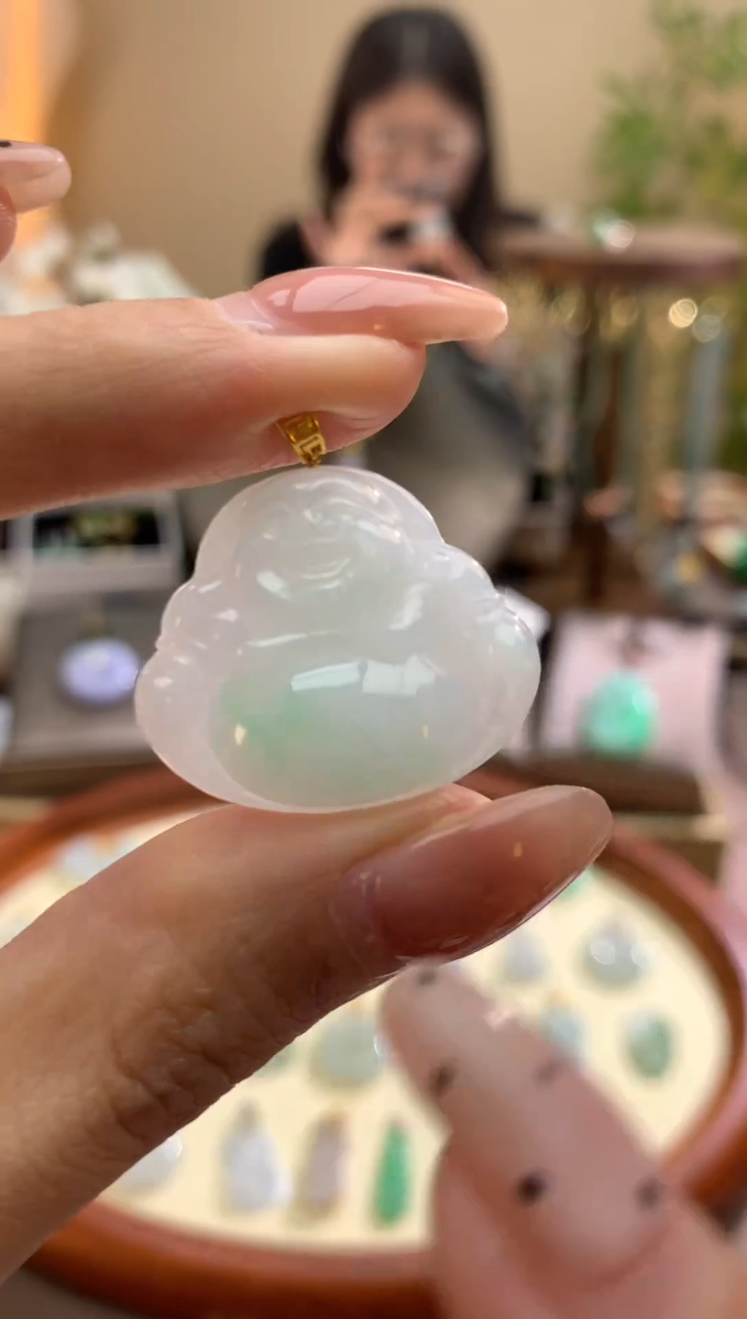 【闪购商品】翡翠颈饰18K金镶嵌佛公