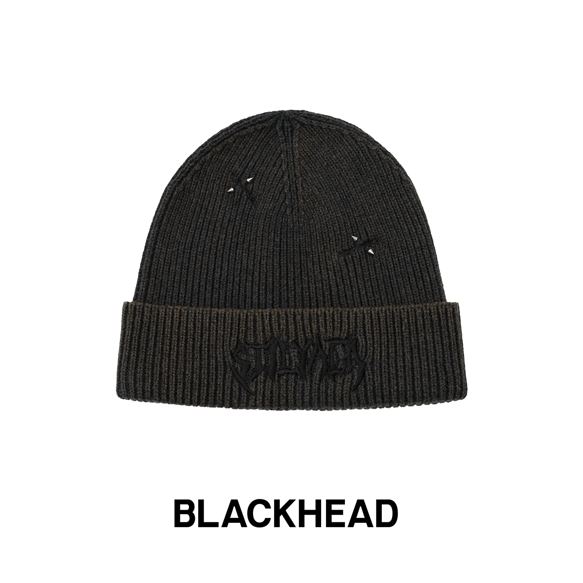BLACK HEAD/黑头黑色字母刺绣冷帽