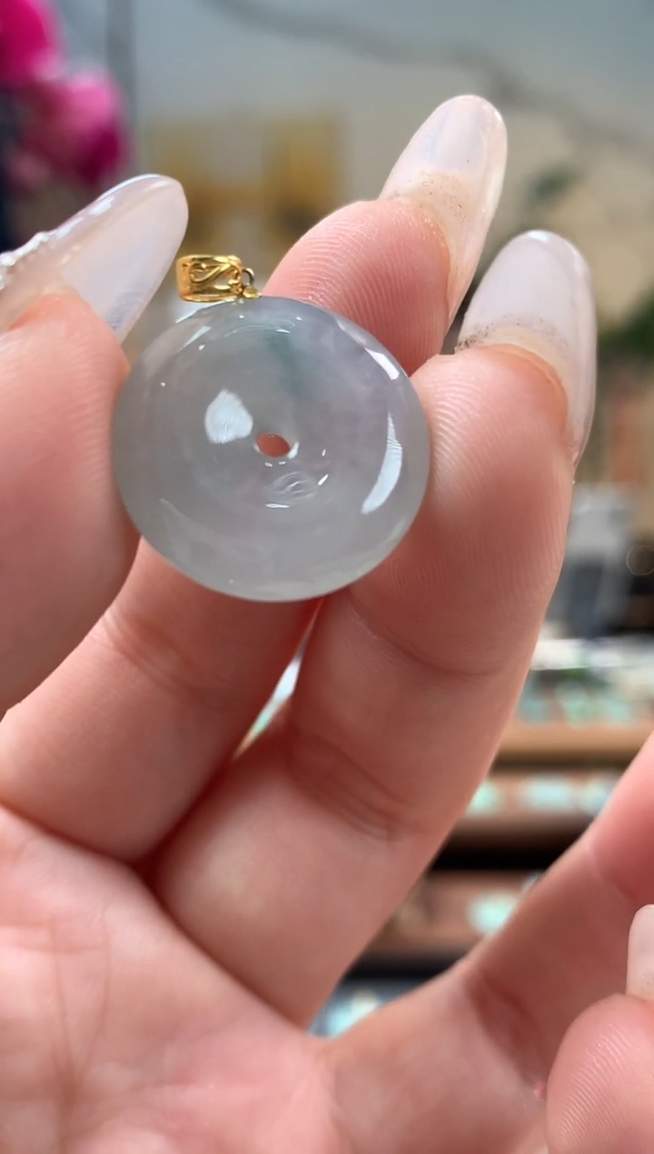 【闪购商品】翡翠吊坠(不含链)18K金镶嵌平安扣