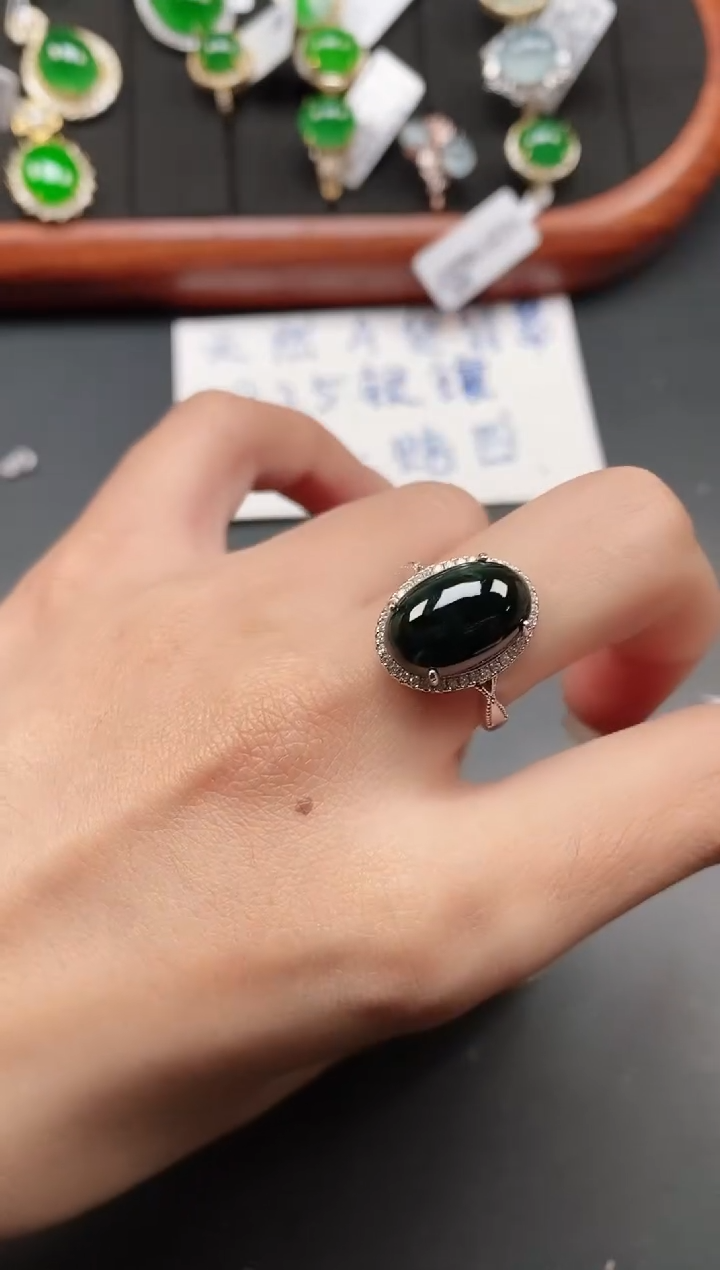银S925镶嵌戒指翡翠111111