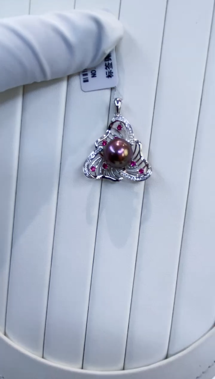 吊坠(赠链)银S925镶嵌淡水珍珠Y淡水吊坠11-12