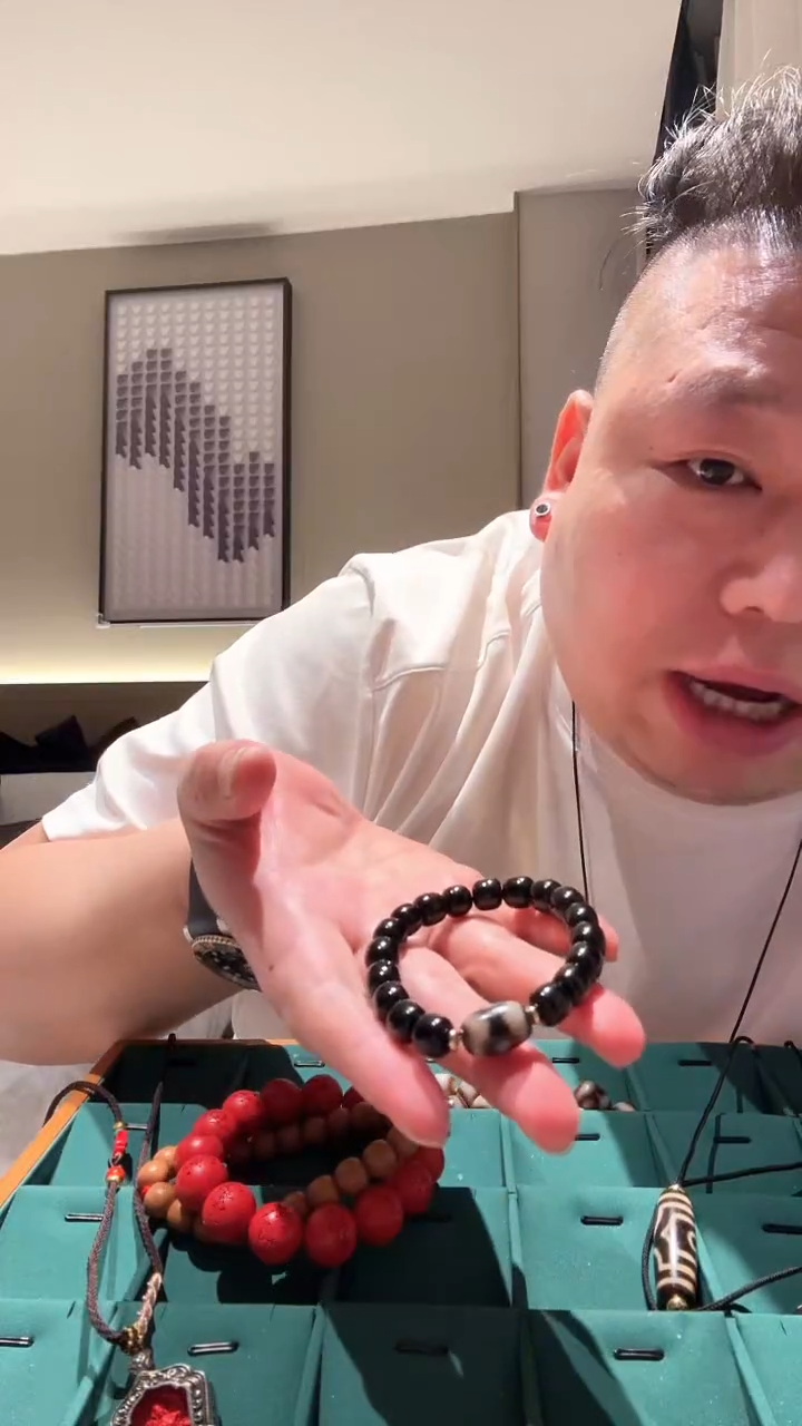 未镶嵌黑曜岩手串极品黑曜石手串多样性发K002