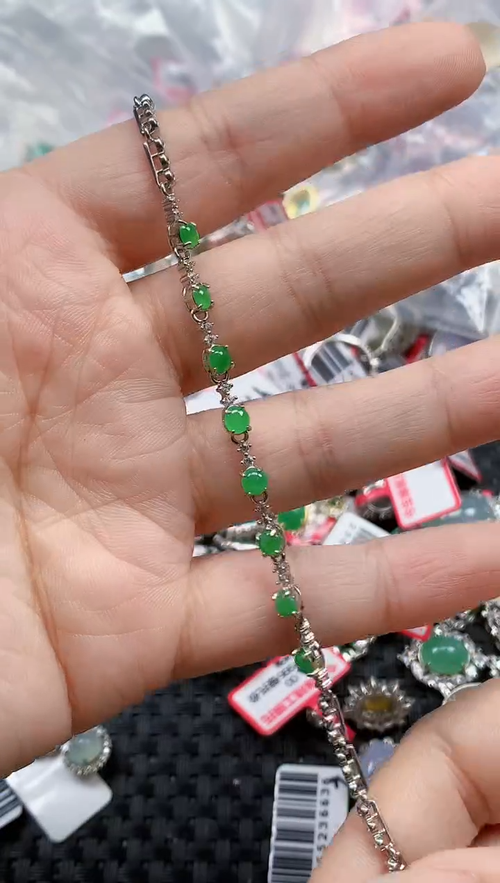 银S925镶嵌戒指翡翠天然A货缅甸翡翠