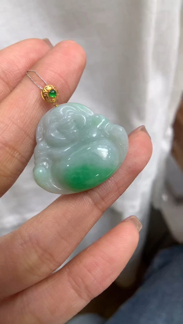 【闪购商品】翡翠颈饰18K金镶嵌佛公