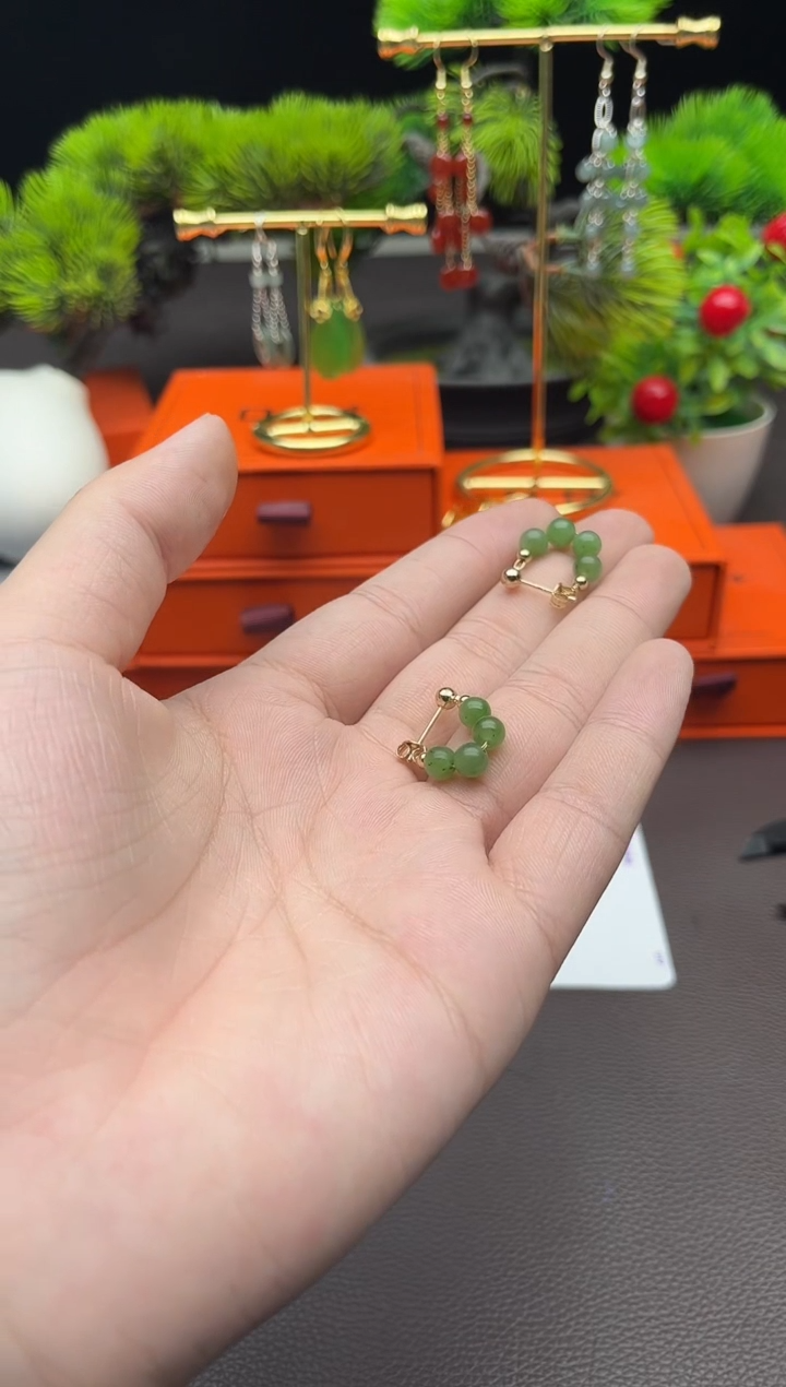 和田玉银S925镶嵌耳饰和田玉耳包