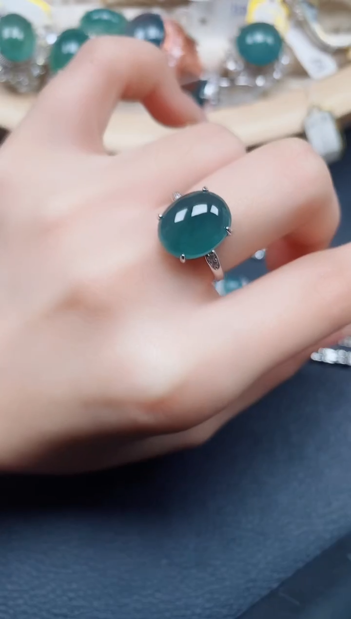 【闪购商品】翡翠戒指银S925镶嵌翡翠