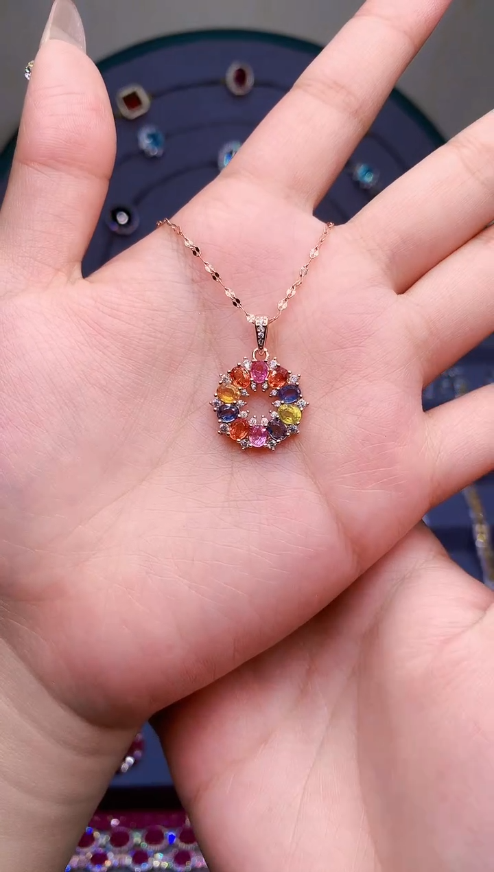 【闪购商品】蓝宝石颈饰银S925镶嵌2