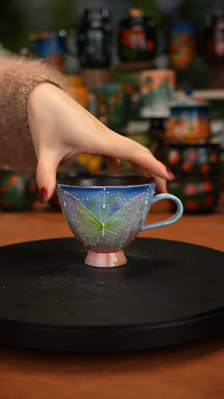 紫砂油画手绘釉下彩