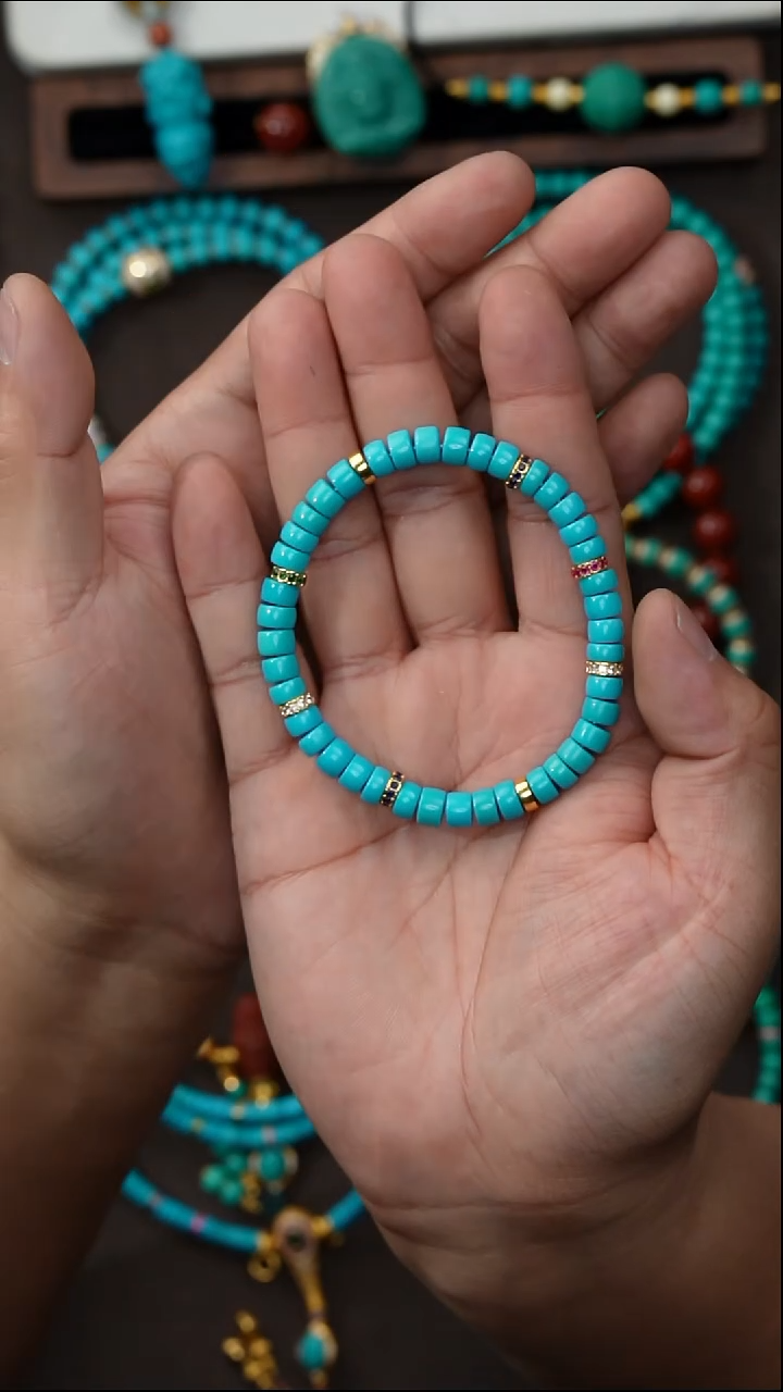 未镶嵌绿松石手串1****天绿松石手串