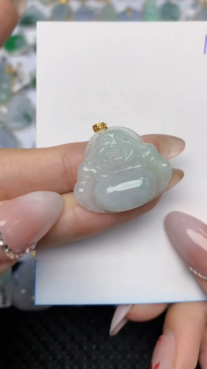 【闪购商品】翡翠颈饰18K金镶嵌天然翡翠A货 16