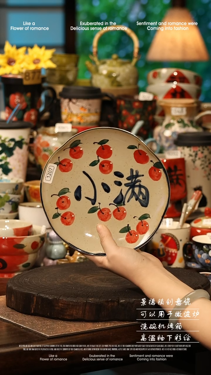 陶瓷景德镇高温釉下彩手工手绘款式@A1207@