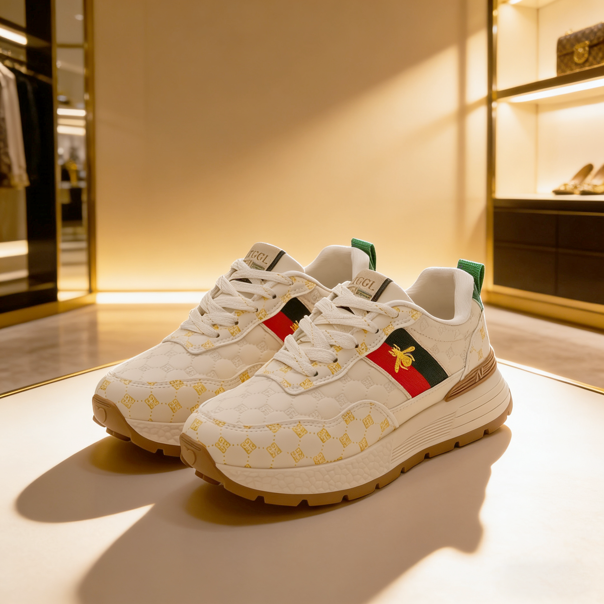 2025门店款!厚底时尚轻奢百搭休闲运动男女同款鞋小蜜蜂阿甘鞋