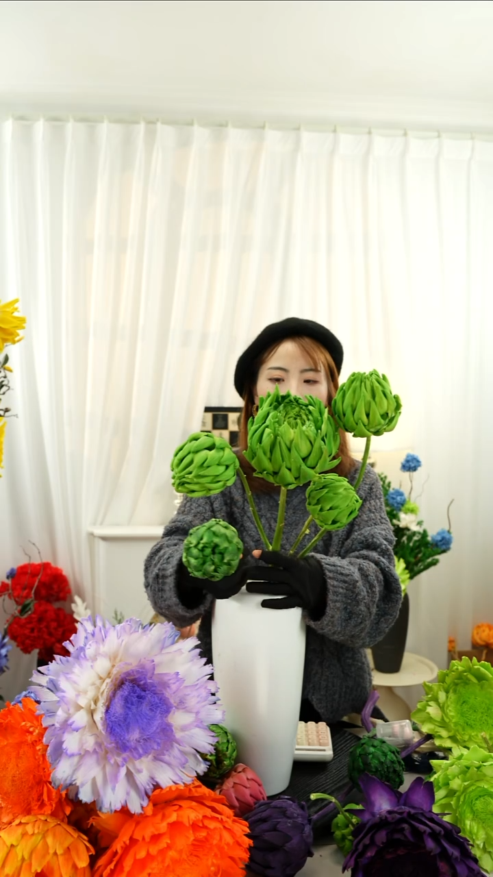 永生洋蓟 霸王花 5个头叶片微瑕【祖母绿】A695